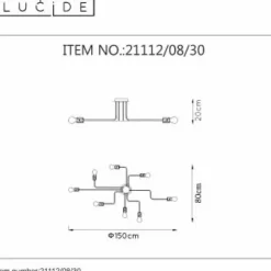 Luminaires Lucide Plafonniers|Plafonnier Lucide LESTER Noir, 8 lumières