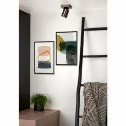 Luminaires Lucide Spots Et Projecteurs|Plafonnier Lucide NIGEL LED Acier inoxydable, Noir, 1 lumière