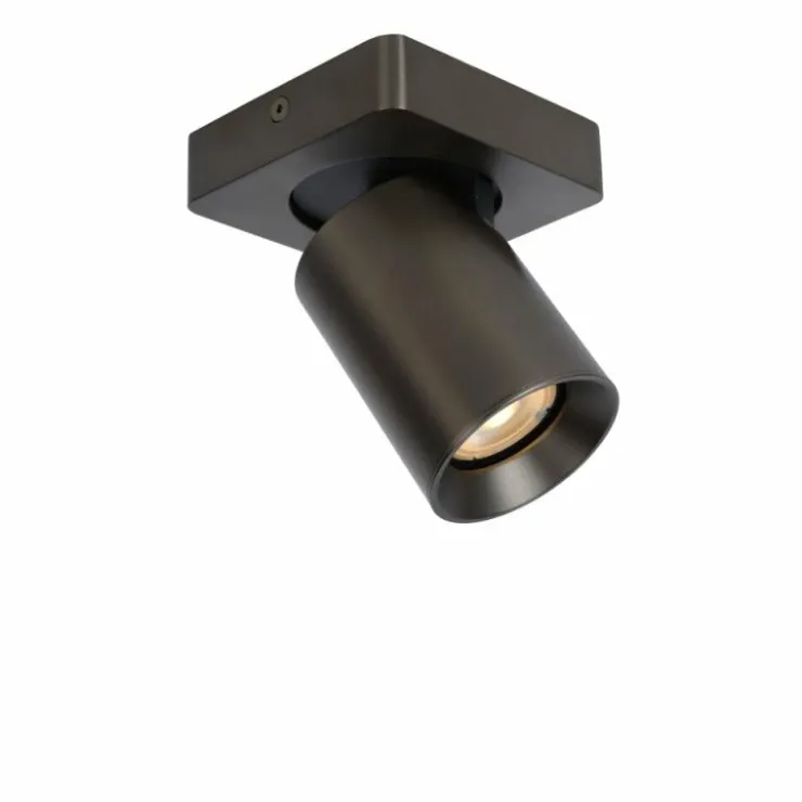 Luminaires Lucide Spots Et Projecteurs|Plafonnier Lucide NIGEL LED Acier inoxydable, Noir, 1 lumière