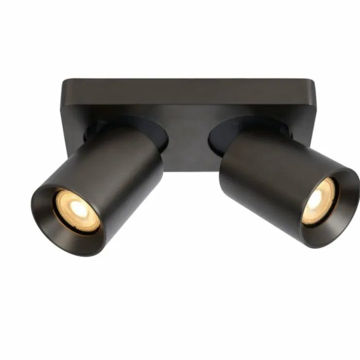 Luminaires Lucide Spots Et Projecteurs|Plafonnier Lucide NIGEL LED Acier inoxydable, Noir, 2 lumières