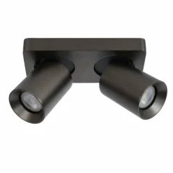 Luminaires Lucide Spots Et Projecteurs|Plafonnier Lucide NIGEL LED Acier inoxydable, Noir, 2 lumières