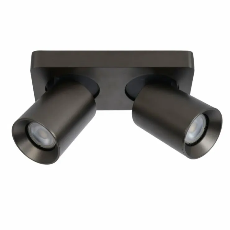 Luminaires Lucide Spots Et Projecteurs|Plafonnier Lucide NIGEL LED Acier inoxydable, Noir, 2 lumières