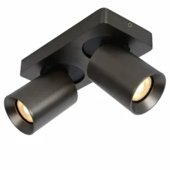 Luminaires Lucide Spots Et Projecteurs|Plafonnier Lucide NIGEL LED Acier inoxydable, Noir, 2 lumières