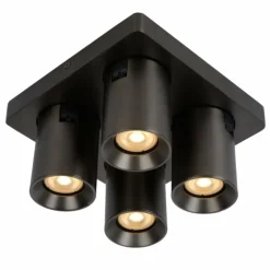 Luminaires Lucide Éclairage Led|Plafonnier Lucide NIGEL LED Acier inoxydable, Noir, 4 lumières