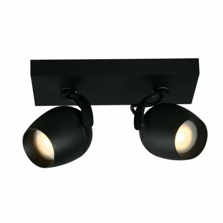 Luminaires Lucide Spots Et Projecteurs|Plafonnier Lucide PRESTON Noir, 2 lumières