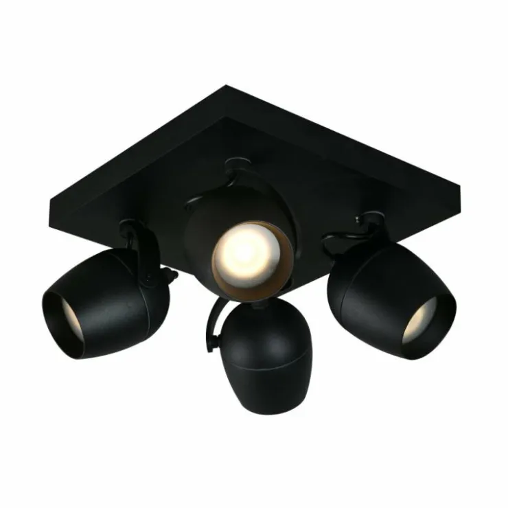 Luminaires Lucide Spots Et Projecteurs|Plafonnier Lucide PRESTON Noir, 4 lumières