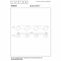 Luminaires Lucide Spots Et Projecteurs|Plafonnier Lucide PUNCH Blanc, 4 lumières