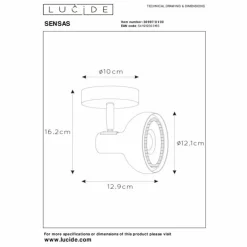 Luminaires Lucide Spots Et Projecteurs|Plafonnier Lucide SENSAS Noir, 1 lumière