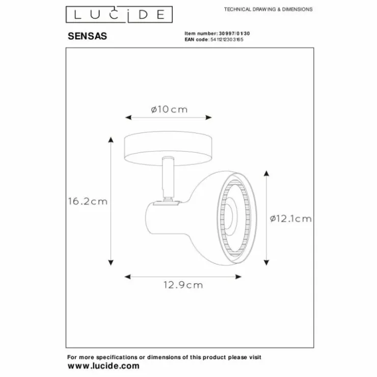 Luminaires Lucide Spots Et Projecteurs|Plafonnier Lucide SENSAS Noir, 1 lumière