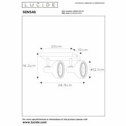 Luminaires Lucide Spots Et Projecteurs|Plafonnier Lucide SENSAS Blanc, 2 lumières