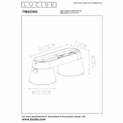 Luminaires Lucide Spots Et Projecteurs|Plafonnier Lucide TRIGONO Blanc, 2 lumières