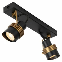 Luminaires Lucide Plafonniers|Plafonnier Lucide TUNDRAN Noir, 2 lumières