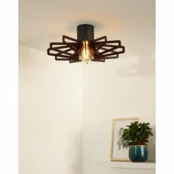 Luminaires Lucide Plafonniers|Plafonnier Lucide ZIDANE Noir, 1 lumière