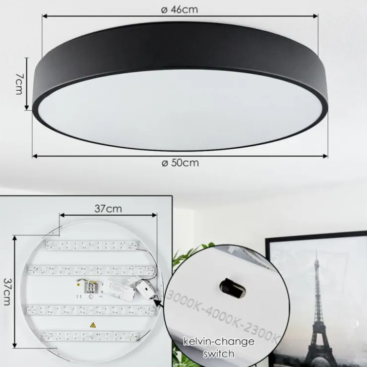 hofstein Éclairage Led|Plafonnier Maho LED Noir, 1 lumière
