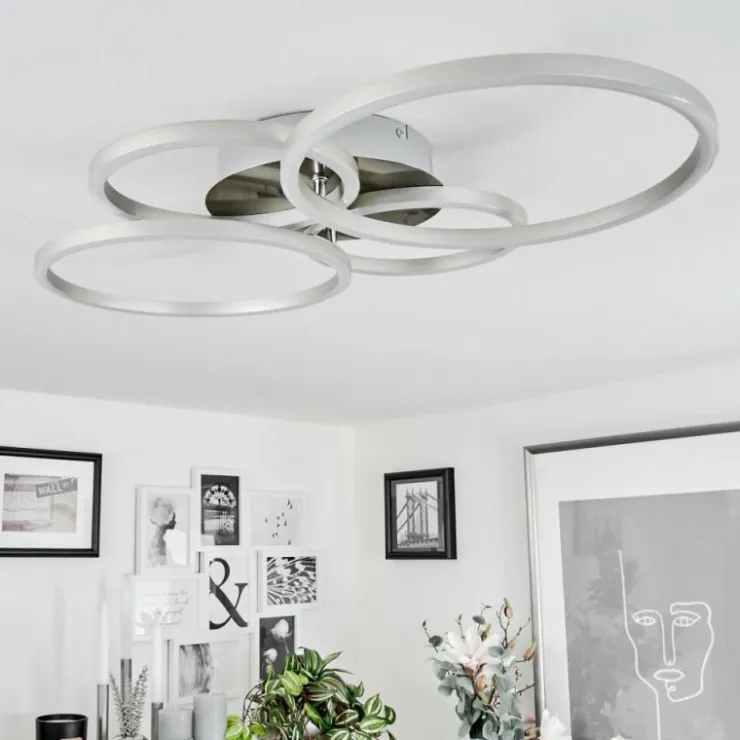 Luminaires Globo Lighting Éclairage Led|Plafonnier Malanje LED Nickel mat, 4 lumières