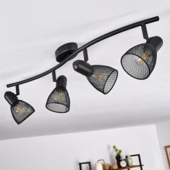 hofstein Spots Et Projecteurs|Plafonnier Malawi Noir, 4 lumières