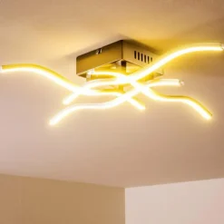 hofstein Éclairage Led|Plafonnier Mapleton LED Nickel mat, 4 lumières