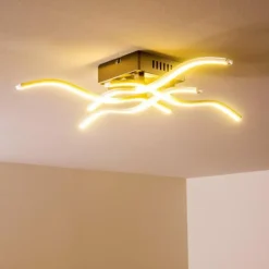 hofstein Éclairage Led|Plafonnier Mapleton LED Nickel mat, 4 lumières