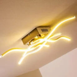 hofstein Éclairage Led|Plafonnier Mapleton LED Nickel mat, 4 lumières