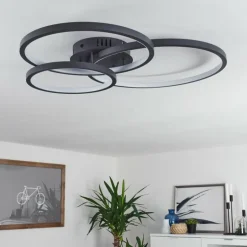 Plafonnier Moemoto LED Anthracite, 1 lumière, Télécommandes
