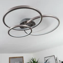 Plafonnier Moemoto LED Nickel mat, 1 lumière, Télécommandes