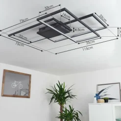 Plafonnier Momahaki LED Anthracite, 1 lumière, Télécommandes