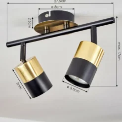 hofstein Spots Et Projecteurs|Plafonnier Neftenbach Laiton, Noir, 2 lumières