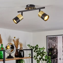 hofstein Spots Et Projecteurs|Plafonnier Neftenbach Laiton, Noir, 2 lumières