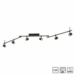 Luminaires Paul Neuhaus Éclairage Led|Plafonnier Paul Neuhaus BARIK LED Noir, 6 lumières