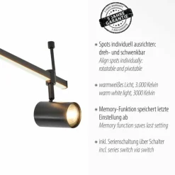 Luminaires Paul Neuhaus Éclairage Led|Plafonnier Paul Neuhaus BARIK LED Noir, 6 lumières