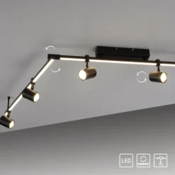 Luminaires Paul Neuhaus Éclairage Led|Plafonnier Paul Neuhaus BARIK LED Noir, 6 lumières