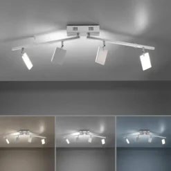 Luminaires Paul Neuhaus Éclairage Led|Plafonnier Paul Neuhaus PURE-MIRA LED Aluminium, 4 lumières, Télécommandes