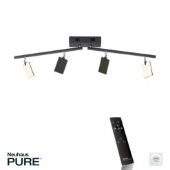 Luminaires Paul Neuhaus Éclairage Led|Plafonnier Paul Neuhaus PURE-MIRA LED Noir, 4 lumières, Télécommandes