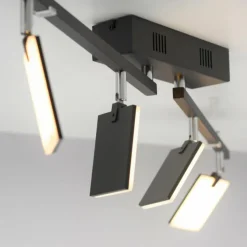 Luminaires Paul Neuhaus Éclairage Led|Plafonnier Paul Neuhaus PURE-MIRA LED Noir, 4 lumières, Télécommandes