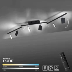 Luminaires Paul Neuhaus Éclairage Led|Plafonnier Paul Neuhaus PURE-MIRA LED Noir, 6 lumières, Télécommandes