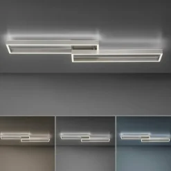 Luminaires Paul Neuhaus Éclairage Led|Plafonnier Paul Neuhaus PAAN LED Acier brossé, 1 lumière, Télécommandes