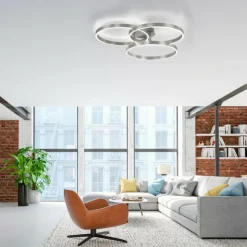 Luminaires Paul Neuhaus Éclairage Led|Plafonnier Paul Neuhaus PAAN LED Acier brossé, 1 lumière, Télécommandes
