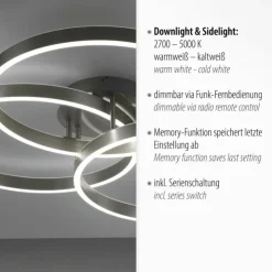 Luminaires Paul Neuhaus Éclairage Led|Plafonnier Paul Neuhaus PAAN LED Acier brossé, 1 lumière, Télécommandes