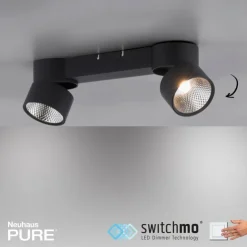 Luminaires Paul Neuhaus Éclairage Led|Plafonnier Paul Neuhaus PURE-NOLA LED Noir, 2 lumières