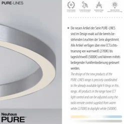 Luminaires Paul Neuhaus Éclairage Led|Plafonnier Paul Neuhaus PURE-LINES LED Argenté, 1 lumière, Télécommandes