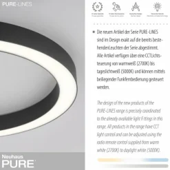 Luminaires Paul Neuhaus Éclairage Led|Plafonnier Paul Neuhaus PURE-LINES LED Anthracite, 1 lumière, Télécommandes
