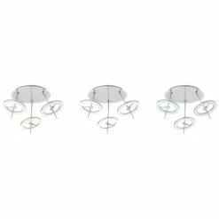 Plafonnier Paul Neuhaus Q-AMY LED Acier inoxydable, 6 lumières, Télécommandes