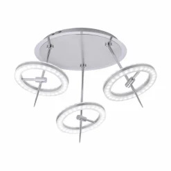 Plafonnier Paul Neuhaus Q-AMY LED Acier inoxydable, 6 lumières, Télécommandes