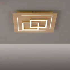 Plafonnier Paul Neuhaus Q-LINEA LED Bois clair, 4 lumières, Télécommandes
