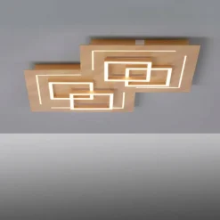 Plafonnier Paul Neuhaus Q-LINEA LED Bois clair, 8 lumières, Télécommandes