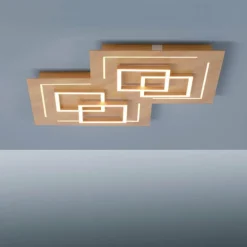 Plafonnier Paul Neuhaus Q-LINEA LED Bois clair, 8 lumières, Télécommandes