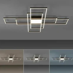 Plafonnier Paul Neuhaus Q-ASMIN LED Noir, 2 lumières, Télécommandes