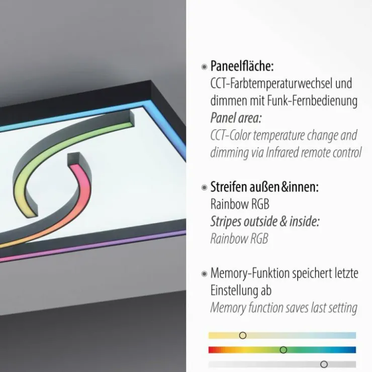 Luminaires Paul Neuhaus Éclairage Led|Plafonnier Paul Neuhaus SERPENT LED Noir, 1 lumière, Télécommandes, Changeur de couleurs