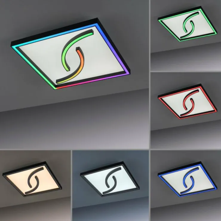 Luminaires Paul Neuhaus Éclairage Led|Plafonnier Paul Neuhaus SERPENT LED Noir, 1 lumière, Télécommandes, Changeur de couleurs