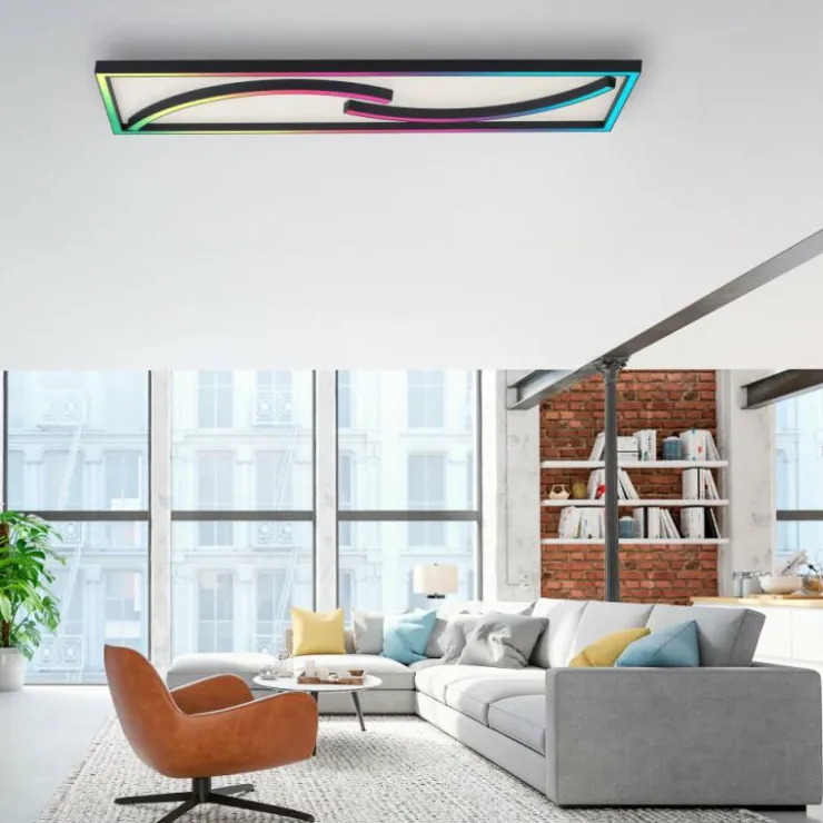 Luminaires Paul Neuhaus Éclairage Led|Plafonnier Paul Neuhaus SERPENT LED Noir, 1 lumière, Télécommandes, Changeur de couleurs